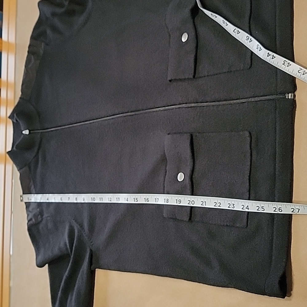 Michael Kors Size L Black Zip Front Cardigan Sweater, Wool Blend, EUC - Picture 8 of 11